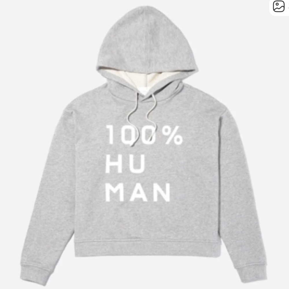 Everlane women’s grey 100% human cropped hooded sweatshirt size small